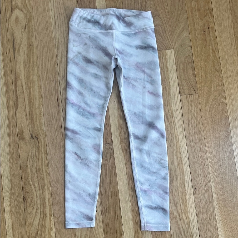 Athleta Kids Chit Chat Tight | Pink and Gray Tie-Dye Leggings Size Small/7